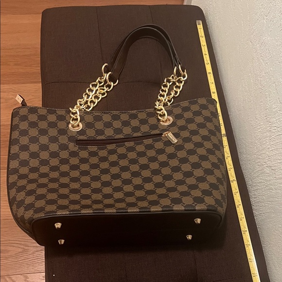 # 0491- Montana West Black and Brown Checkered Tote - Picture 4 of 7